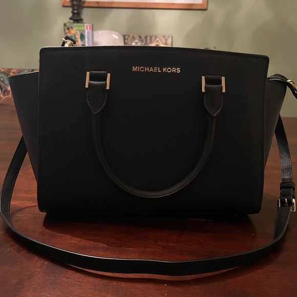 Michael Kors Handbags - michael kors black & gold shoulder